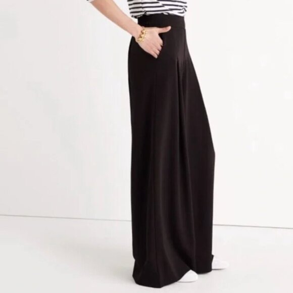 Madewell Caldwell Wide Leg Pull on Pleated Trouser Pants Size 4 Black E4257 *EUC - Picture 5 of 12